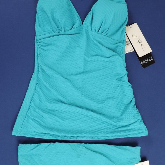 Profile by Gottex Tankini 2 Pc Turquoise Sz 8 NWT - Picture 1 of 6